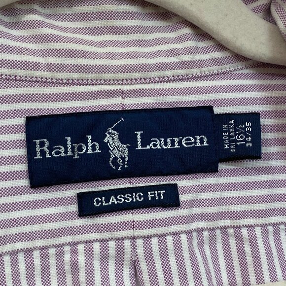 Ralph Lauren Classic Fit Purple White Stripe Button Down Shirt 16 1/2 - Picture 4 of 6